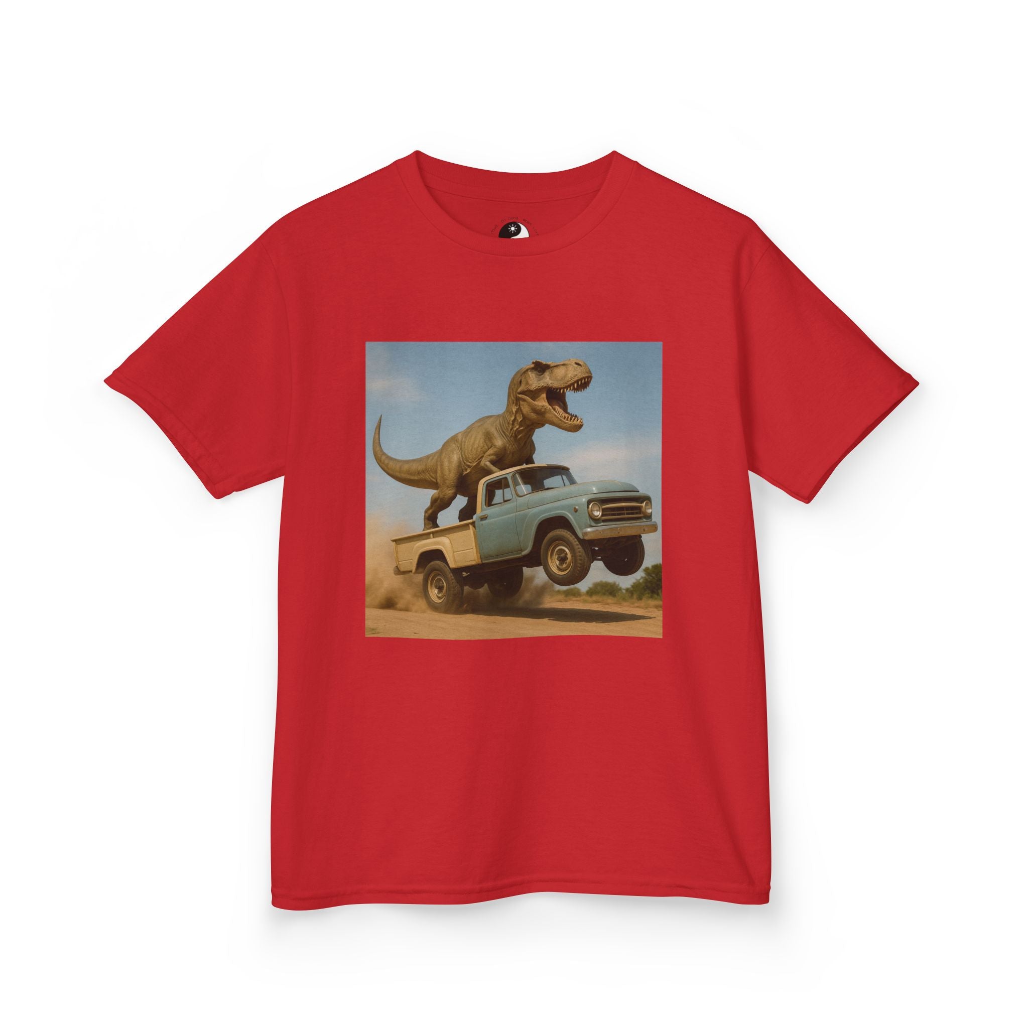 Kid's T-Rex Riding Vintage Pickup Adventure! Kid’s Dinosaur Truck T-shirt