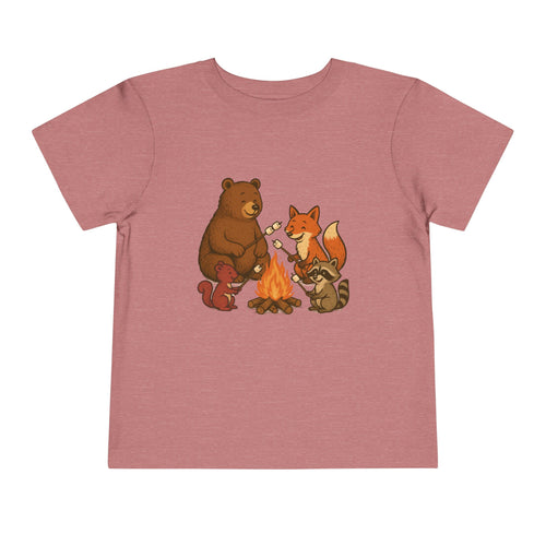 Campfire Friends Tee — Toddler/Young Child Bear, Fox & Raccoon Camping Shirt