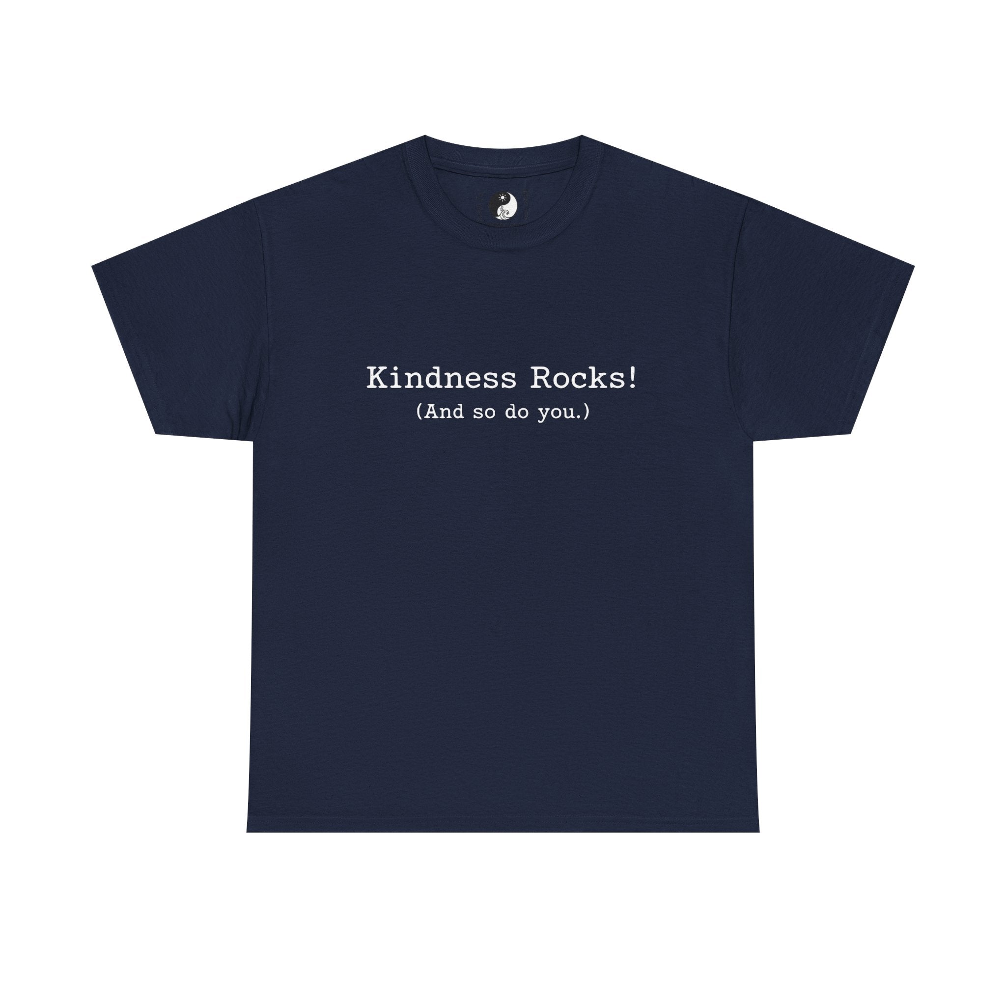 Kindness Rocks! Vintage Typewriter Font — Teen/Adult T‑Shirt — Positive Message Graphic Tee