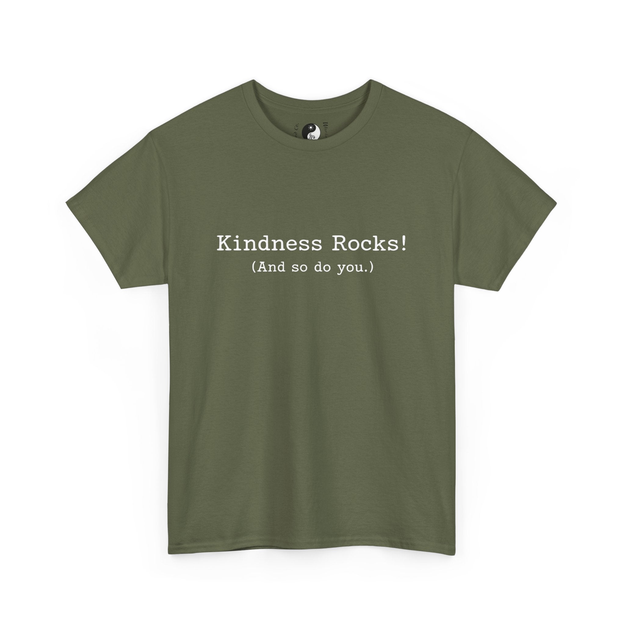 Kindness Rocks! Vintage Typewriter Font — Teen/Adult T‑Shirt — Positive Message Graphic Tee