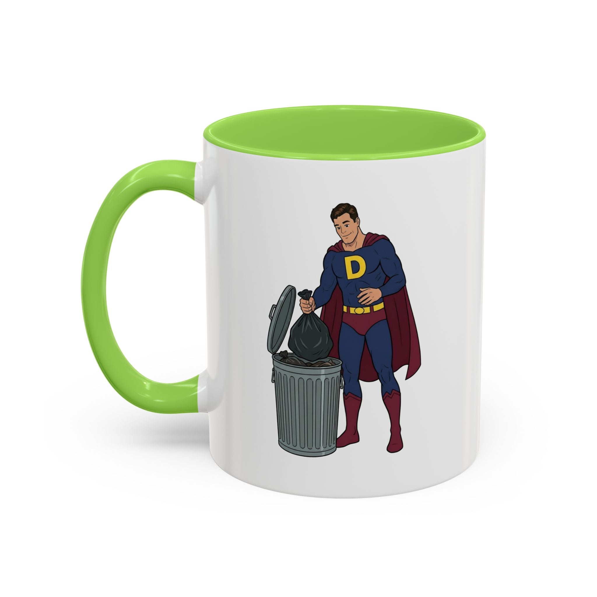 Real Super Heros Bring Snacks! Super D Hot Chocolate/Coffee Mug: 12 Colors 11oz/15oz Ceramic Mug, Superhero Dude, Dad or D initial "D"