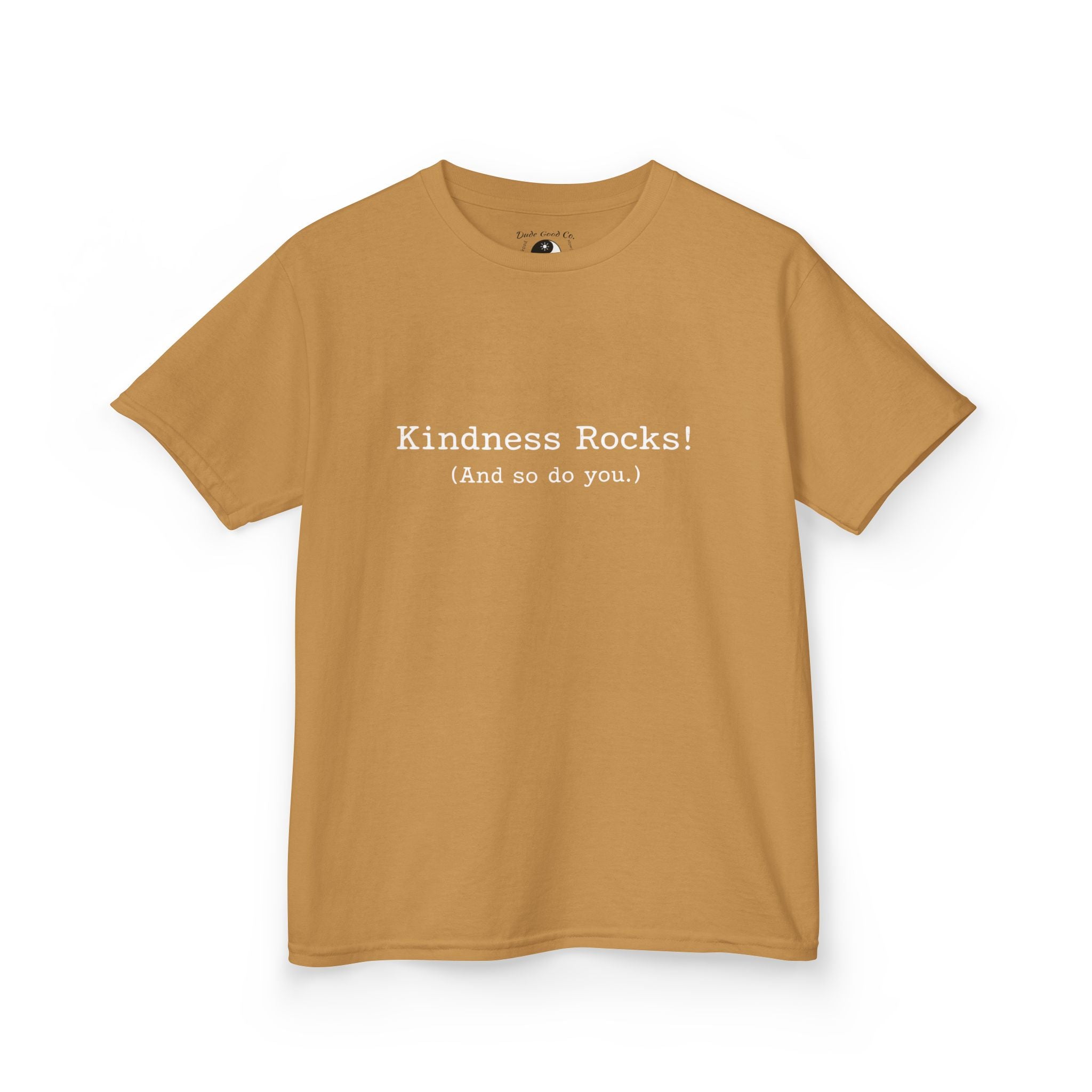 Kids Tee — Kindness Rocks! (And so do you.) — Vintage Typewriter Font Inspirational Children's T‑Shirt