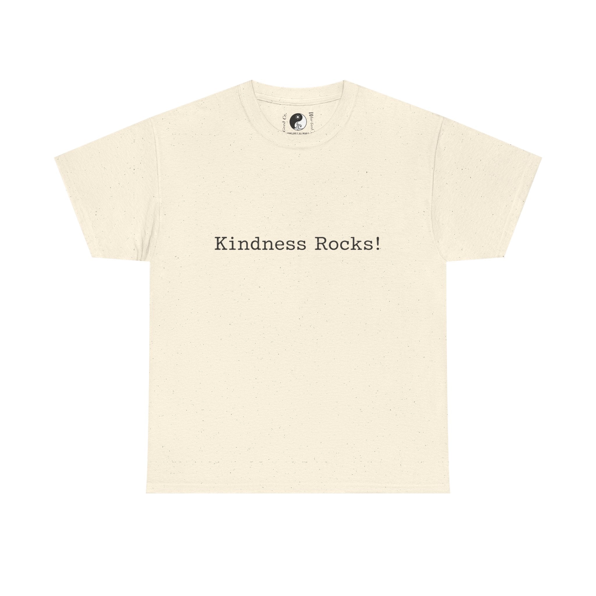 Kindness Rocks! Vintage Typewriter Font — Teen/Adult T‑Shirt — Positive Message Graphic Tee