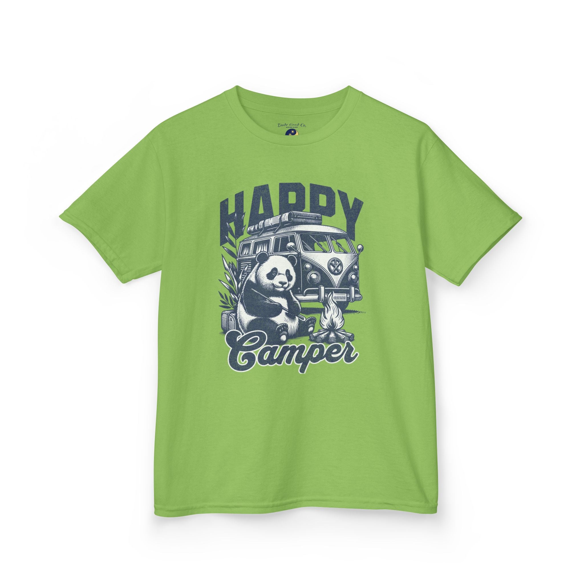 Happy Camper Panda Boys Graphic Tee — Panda Camper T‑Shirt —Kids and Teens 5-14