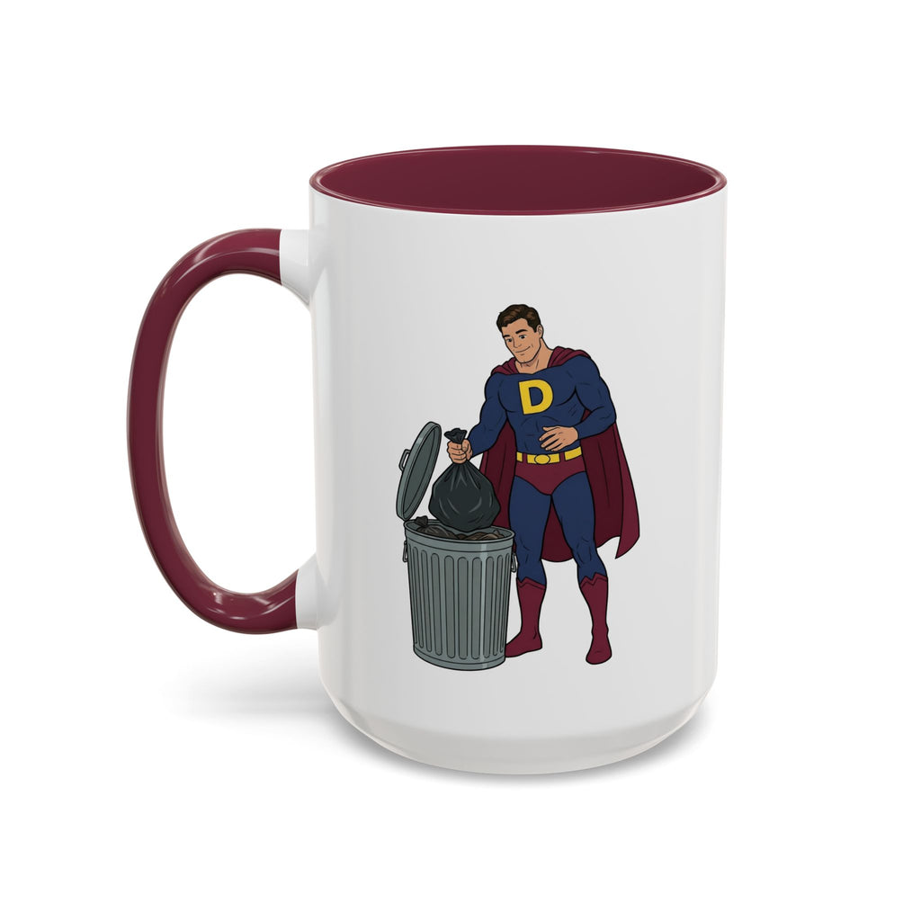 Real Super Heros Bring Snacks! Super D Hot Chocolate/Coffee Mug: 12 Colors 11oz/15oz Ceramic Mug, Superhero Dude, Dad or D initial "D"