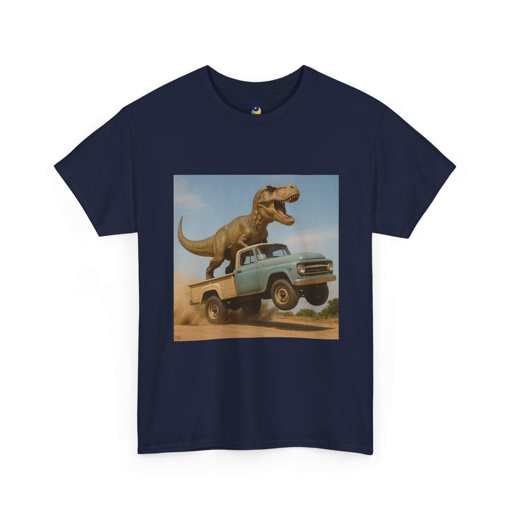 T-Rex Dinosaur Retro Truck Dinosaur  Adventure T‑Shirt—17 Colors—Mens/Older Teen Boy