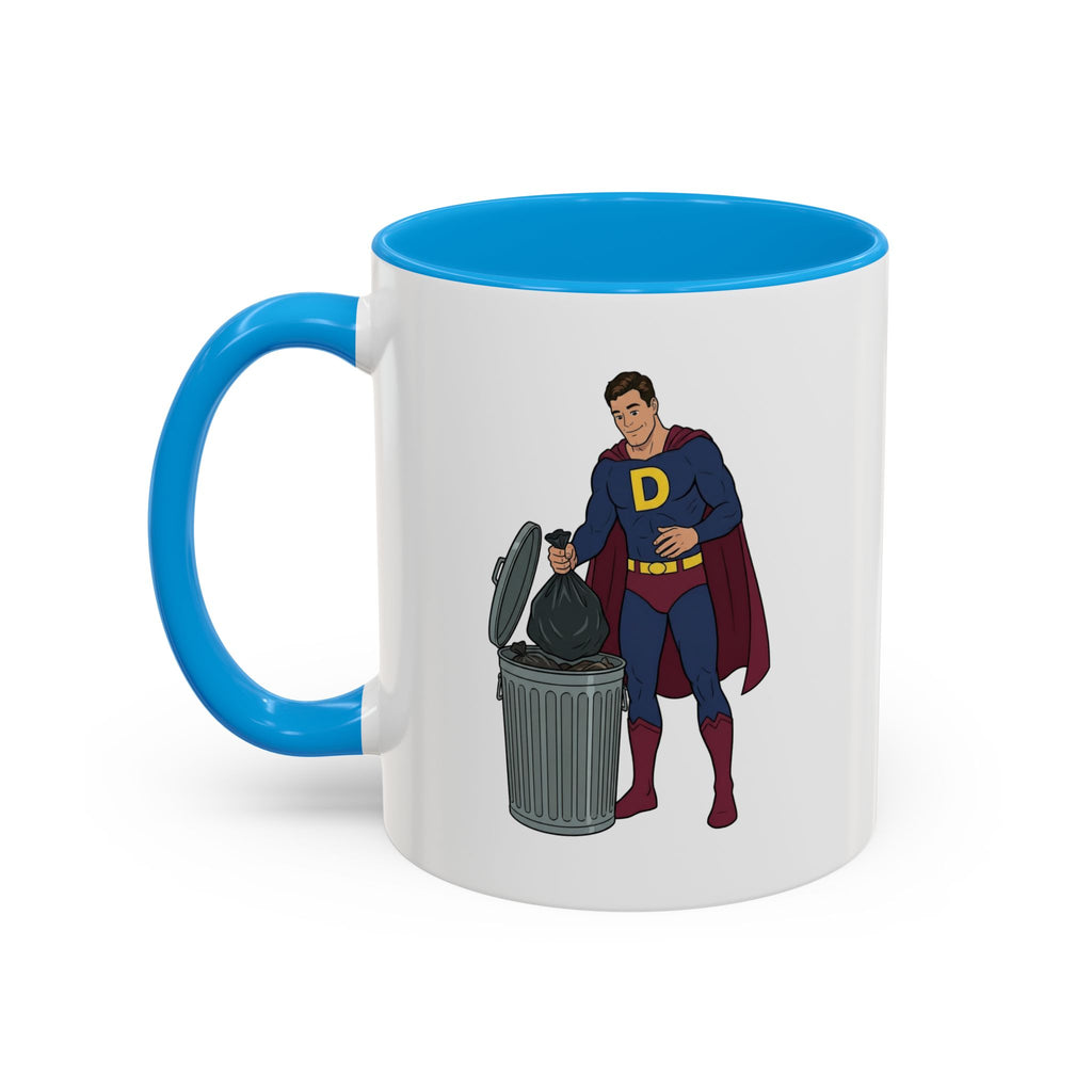 Real Super Heros Bring Snacks! Super D Hot Chocolate/Coffee Mug: 12 Colors 11oz/15oz Ceramic Mug, Superhero Dude, Dad or D initial "D"