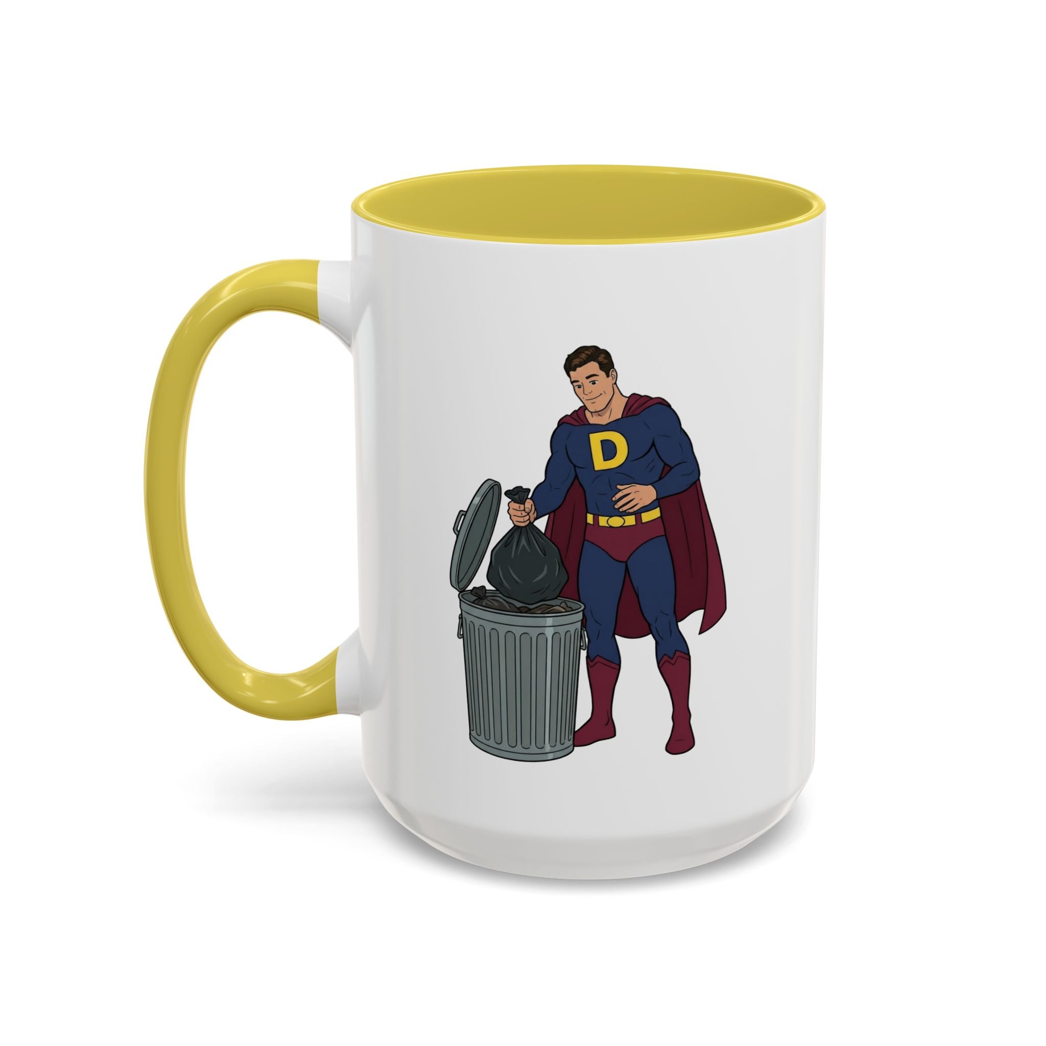 Real Super Heros Bring Snacks! Super D Hot Chocolate/Coffee Mug: 12 Colors 11oz/15oz Ceramic Mug, Superhero Dude, Dad or D initial "D"