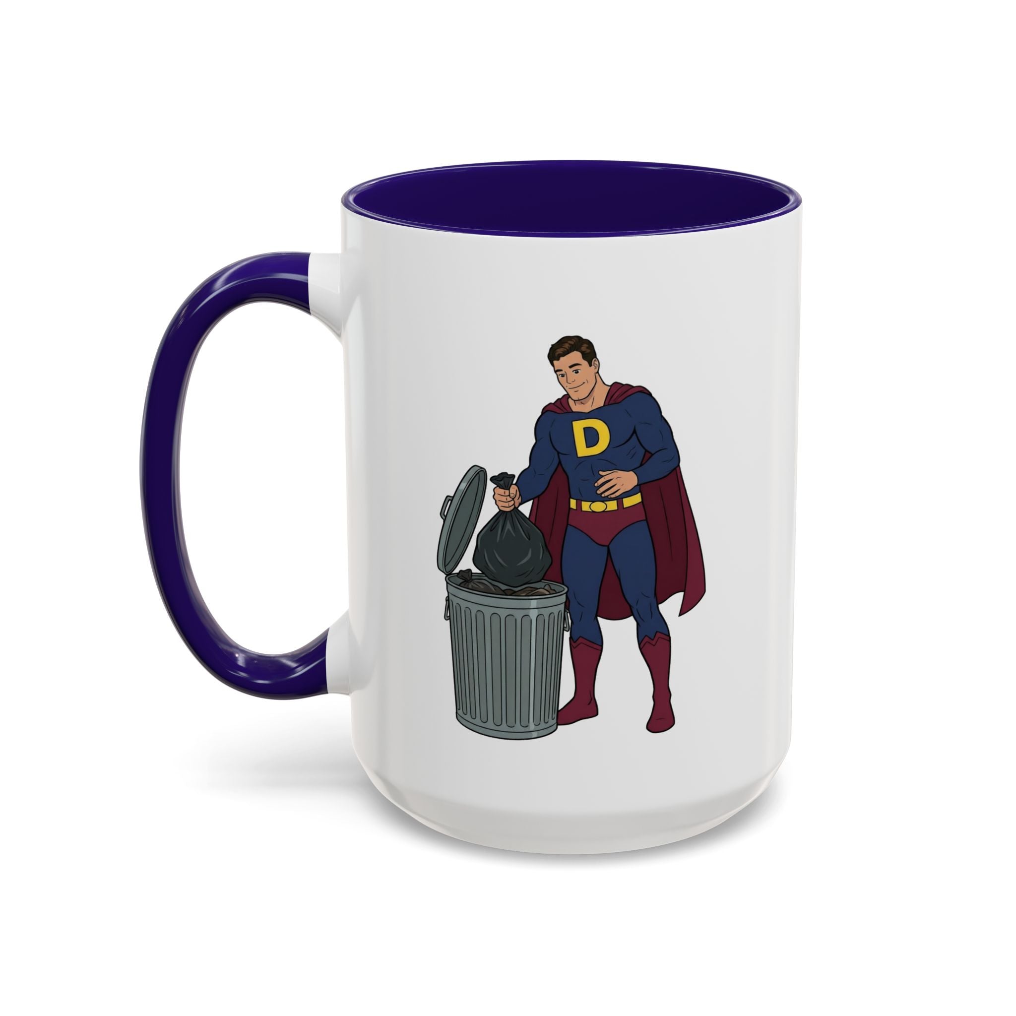 Real Super Heros Bring Snacks! Super D Hot Chocolate/Coffee Mug: 12 Colors 11oz/15oz Ceramic Mug, Superhero Dude, Dad or D initial "D"