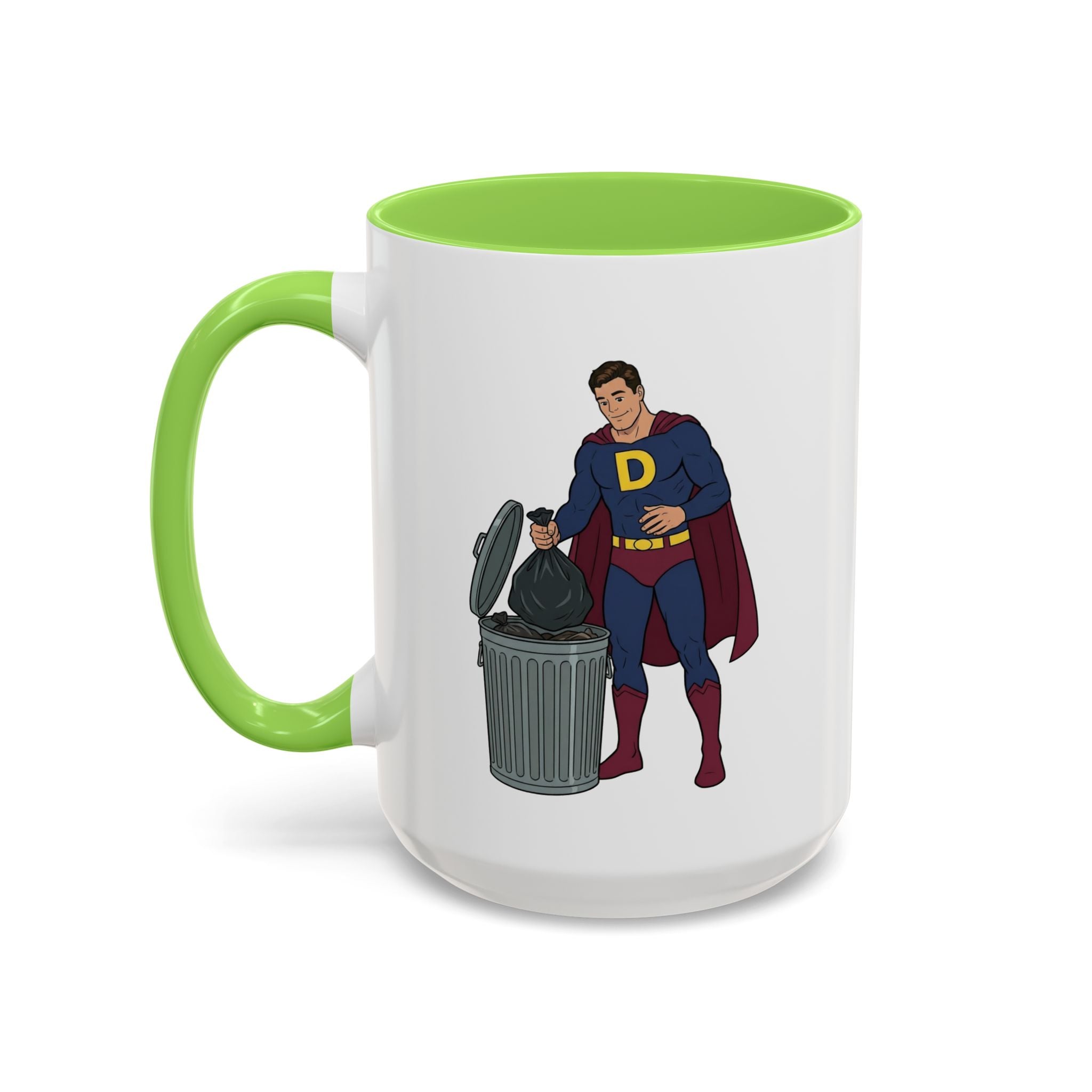 Real Super Heros Bring Snacks! Super D Hot Chocolate/Coffee Mug: 12 Colors 11oz/15oz Ceramic Mug, Superhero Dude, Dad or D initial "D"