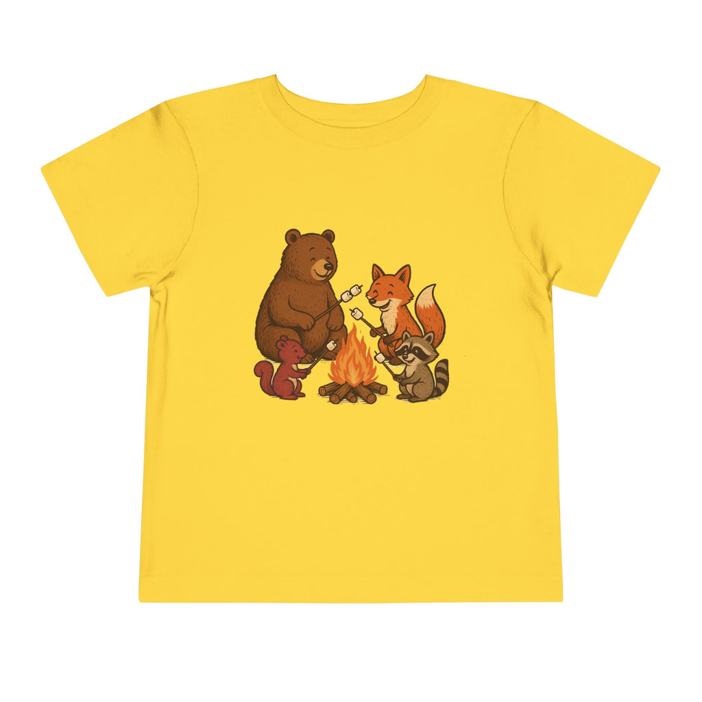 Campfire Friends Tee — Toddler/Young Child Bear, Fox & Raccoon Camping Shirt