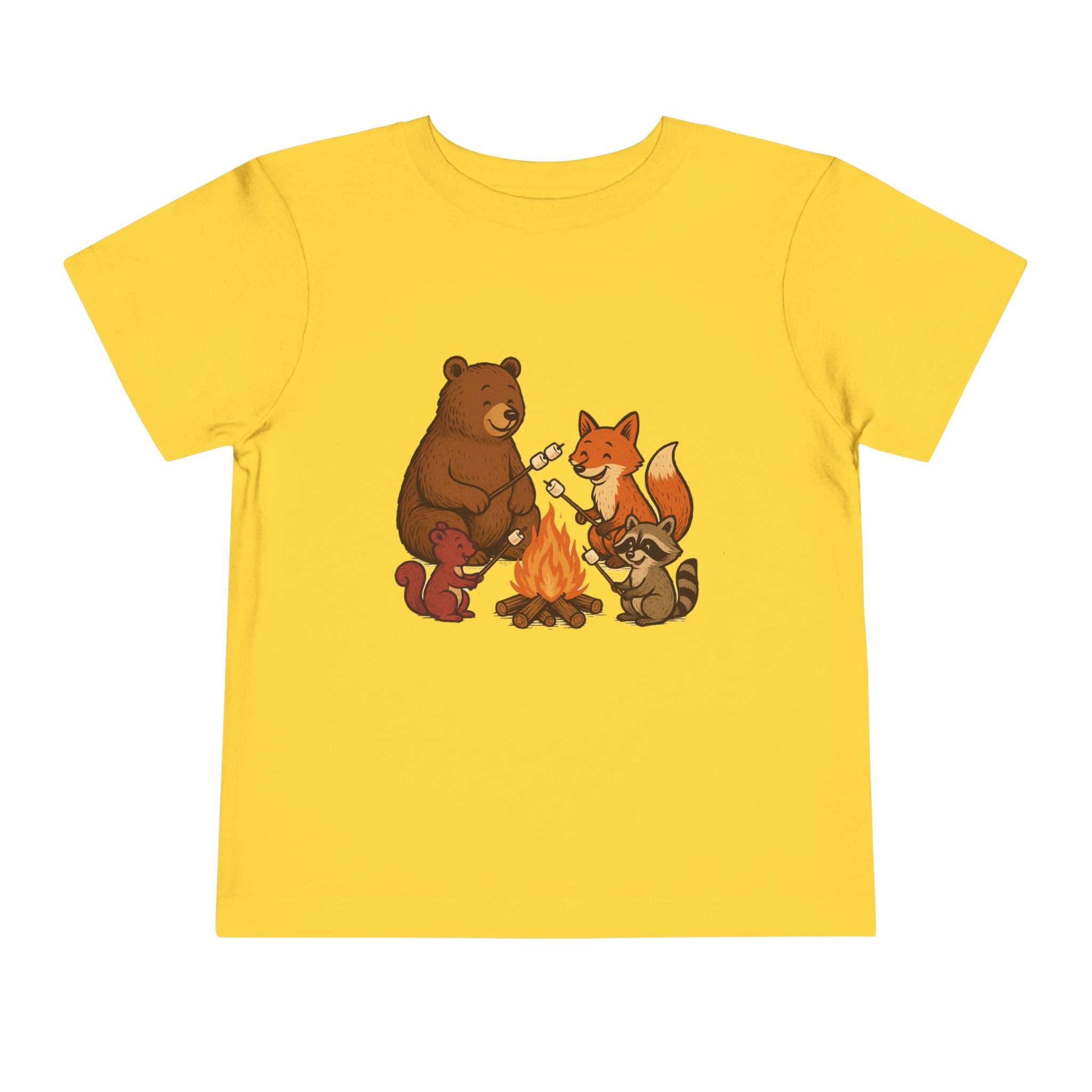 Campfire Friends Tee — Toddler/Young Child Bear, Fox & Raccoon Camping Shirt