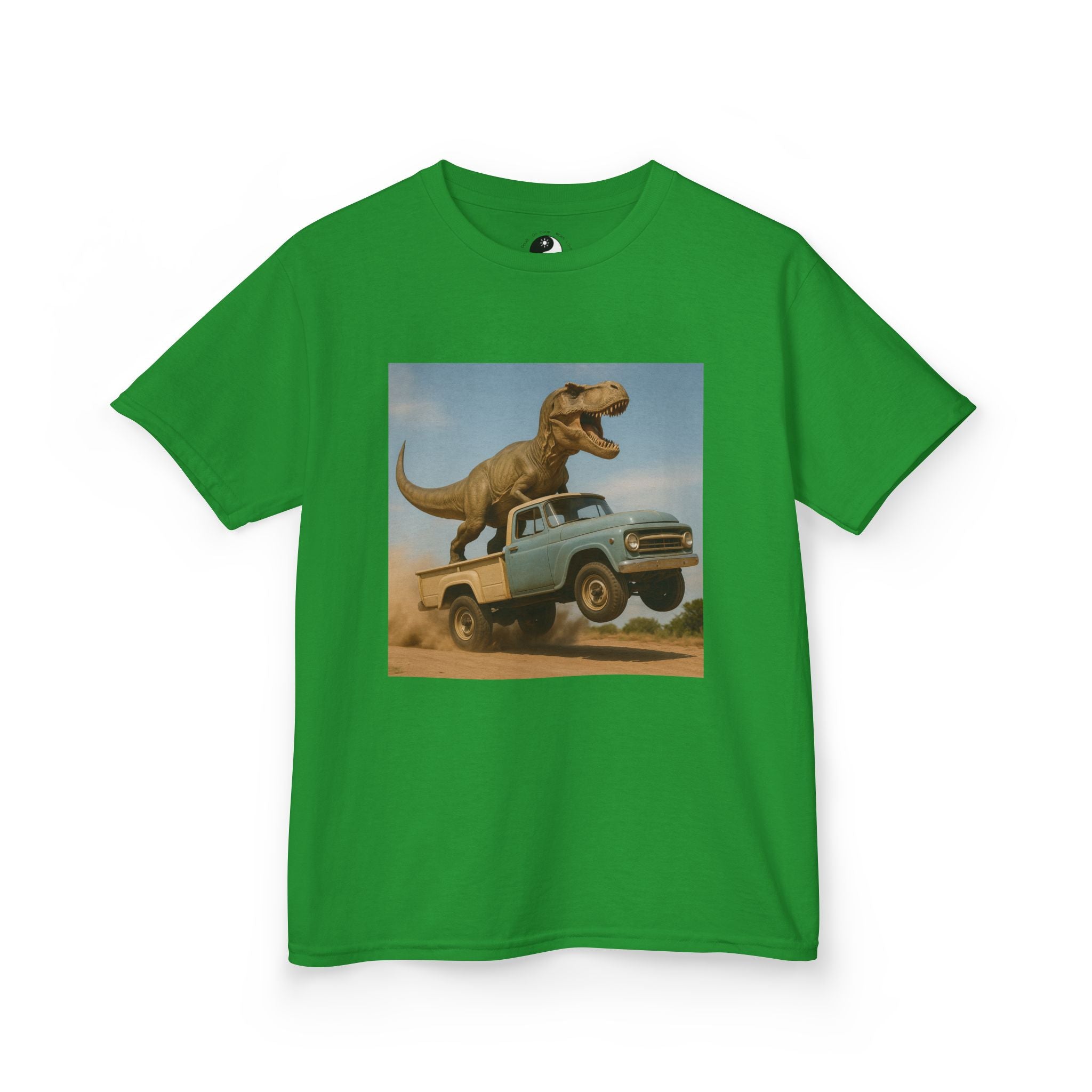 Kid's T-Rex Riding Vintage Pickup Adventure! Kid’s Dinosaur Truck T-shirt