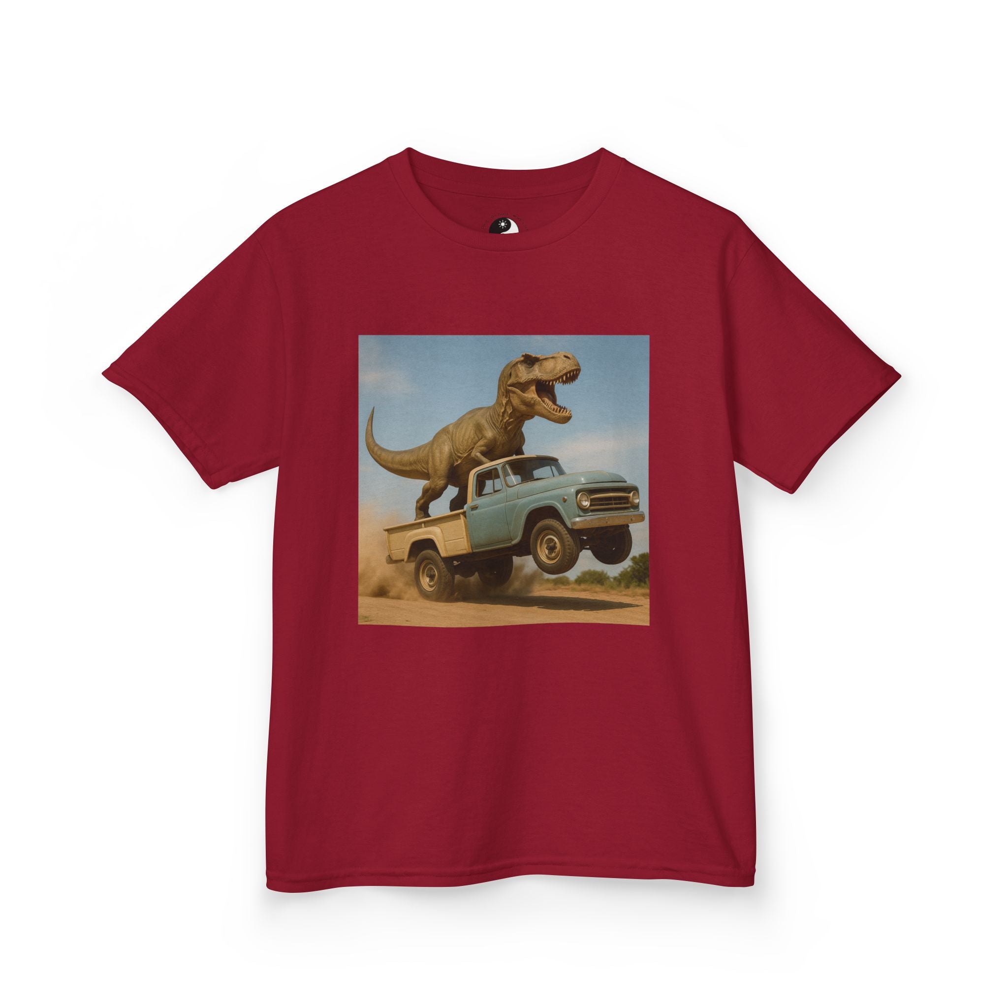 Kid's T-Rex Riding Vintage Pickup Adventure! Kid’s Dinosaur Truck T-shirt