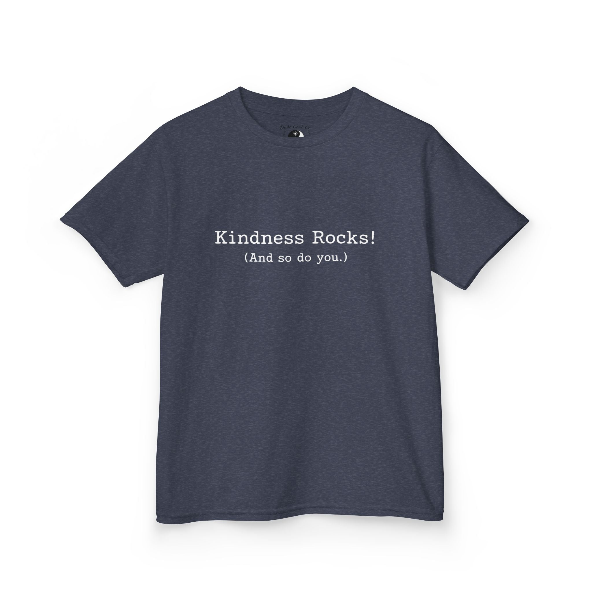 Kids Tee — Kindness Rocks! (And so do you.) — Vintage Typewriter Font Inspirational Children's T‑Shirt