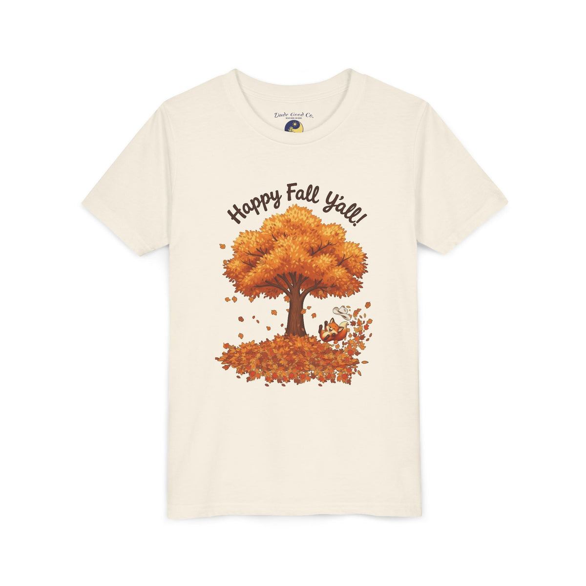 Youth Tee - "Happy Fall Y'all" Autumn Tree Kids Shirt