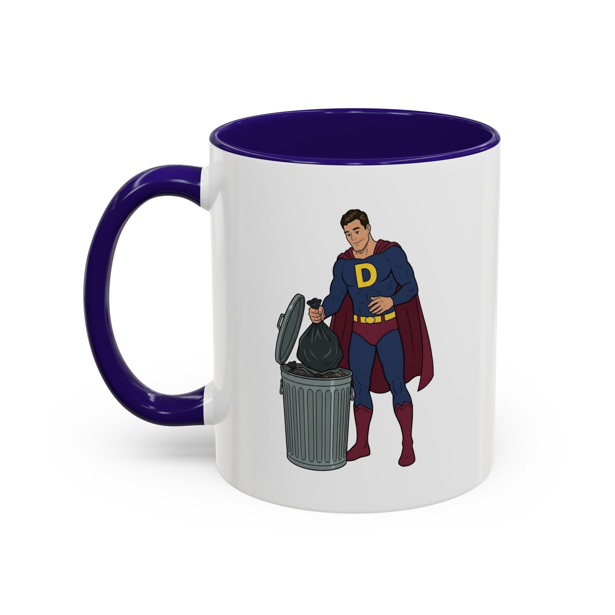 Real Super Heros Bring Snacks! Super D Hot Chocolate/Coffee Mug: 12 Colors 11oz/15oz Ceramic Mug, Superhero Dude, Dad or D initial "D"