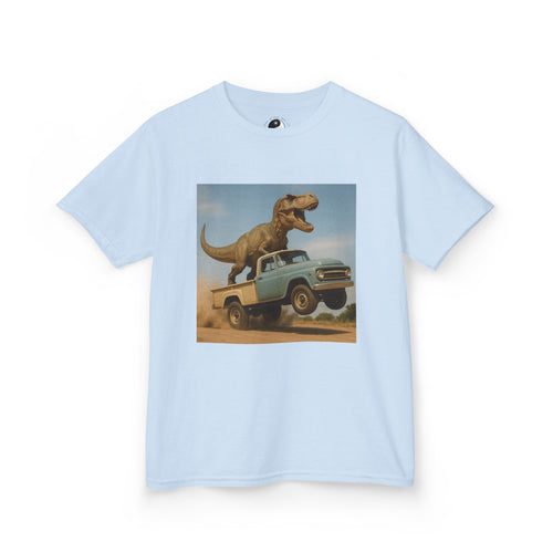 Boys T-Rex Pickup Truck Graphic Tee – Dinosaur Adventure Shirt (Kids & Teens 5–14)