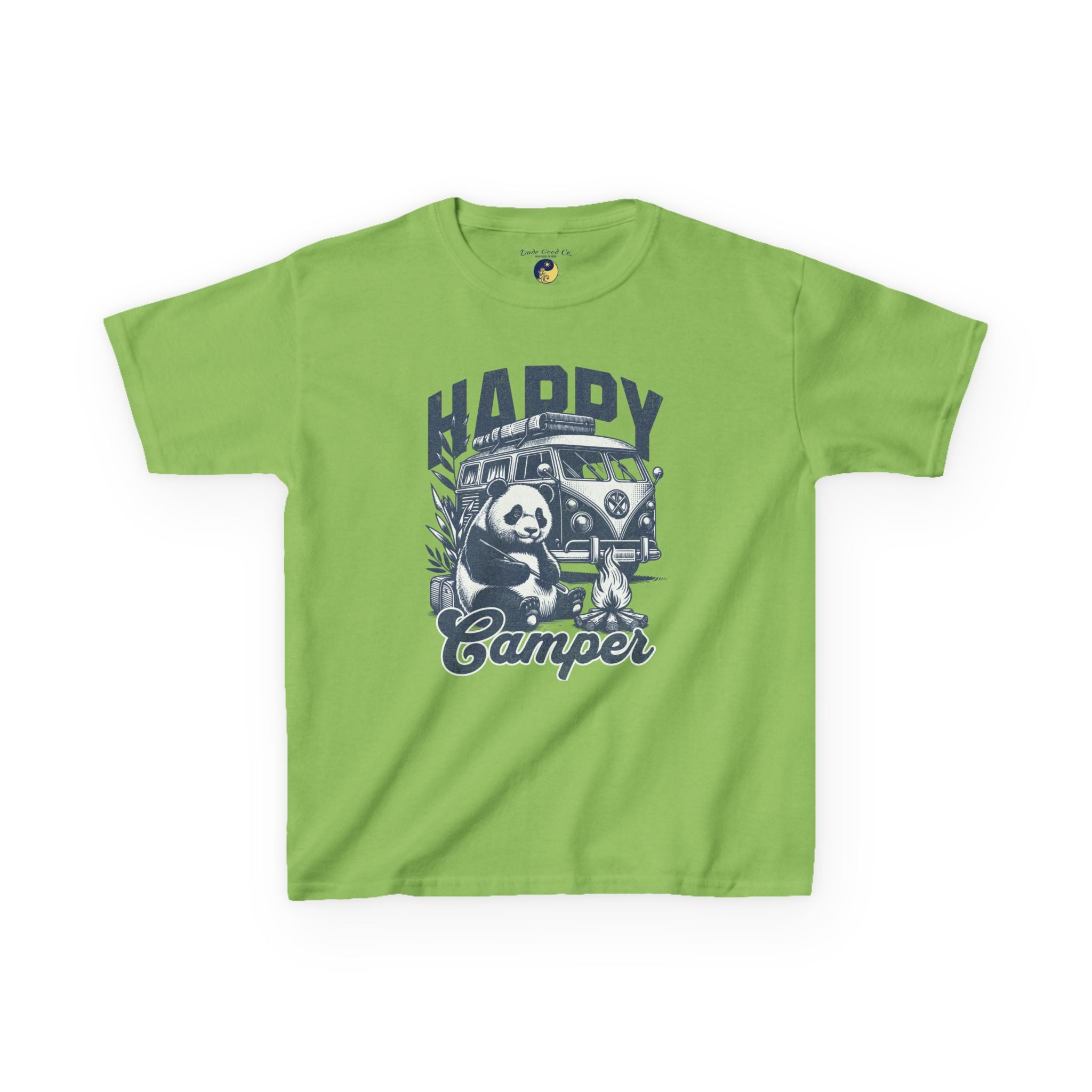 Happy Camper Panda Boys Graphic Tee — Panda Camper T‑Shirt —Kids and Teens 5-14
