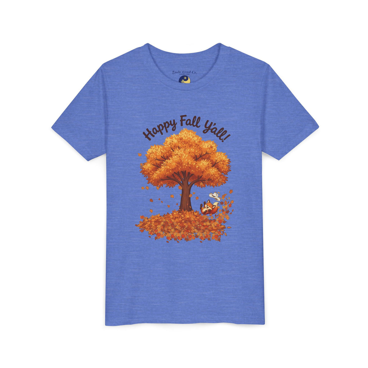 Youth Tee - "Happy Fall Y'all" Autumn Tree Kids Shirt