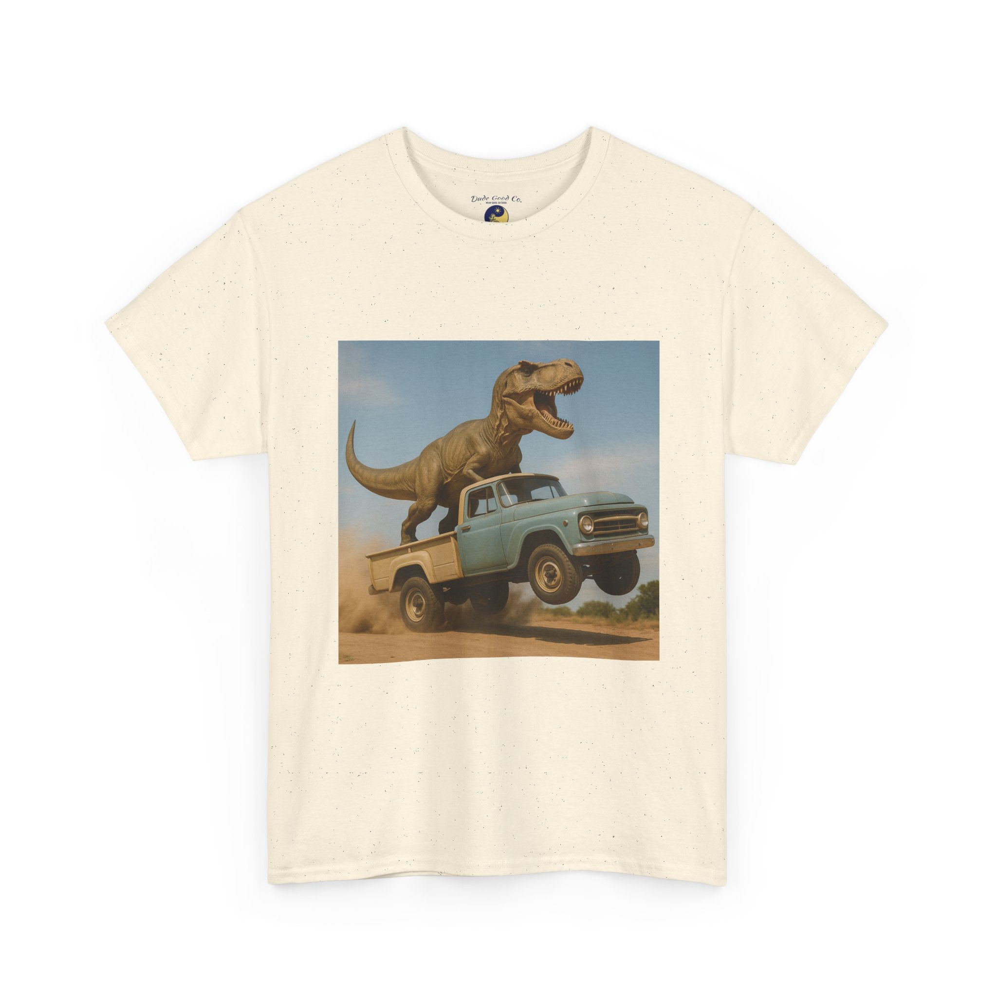 T-Rex Dinosaur Retro Truck Dinosaur  Adventure T‑Shirt—17 Colors—Mens/Older Teen Boy