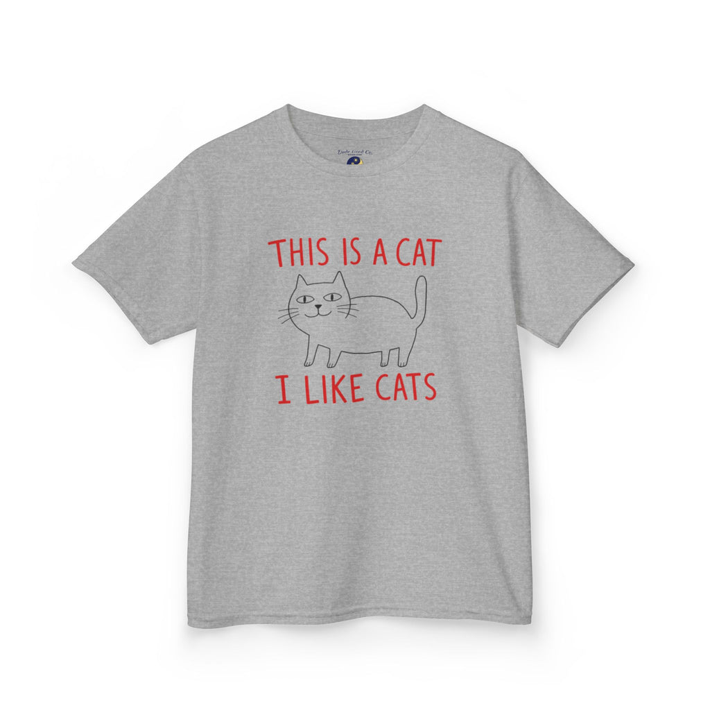 Boys Cat T‑Shirt — "This Is A Cat, I Like Cats" Cute Cat Graphic Tee sizes 5-14