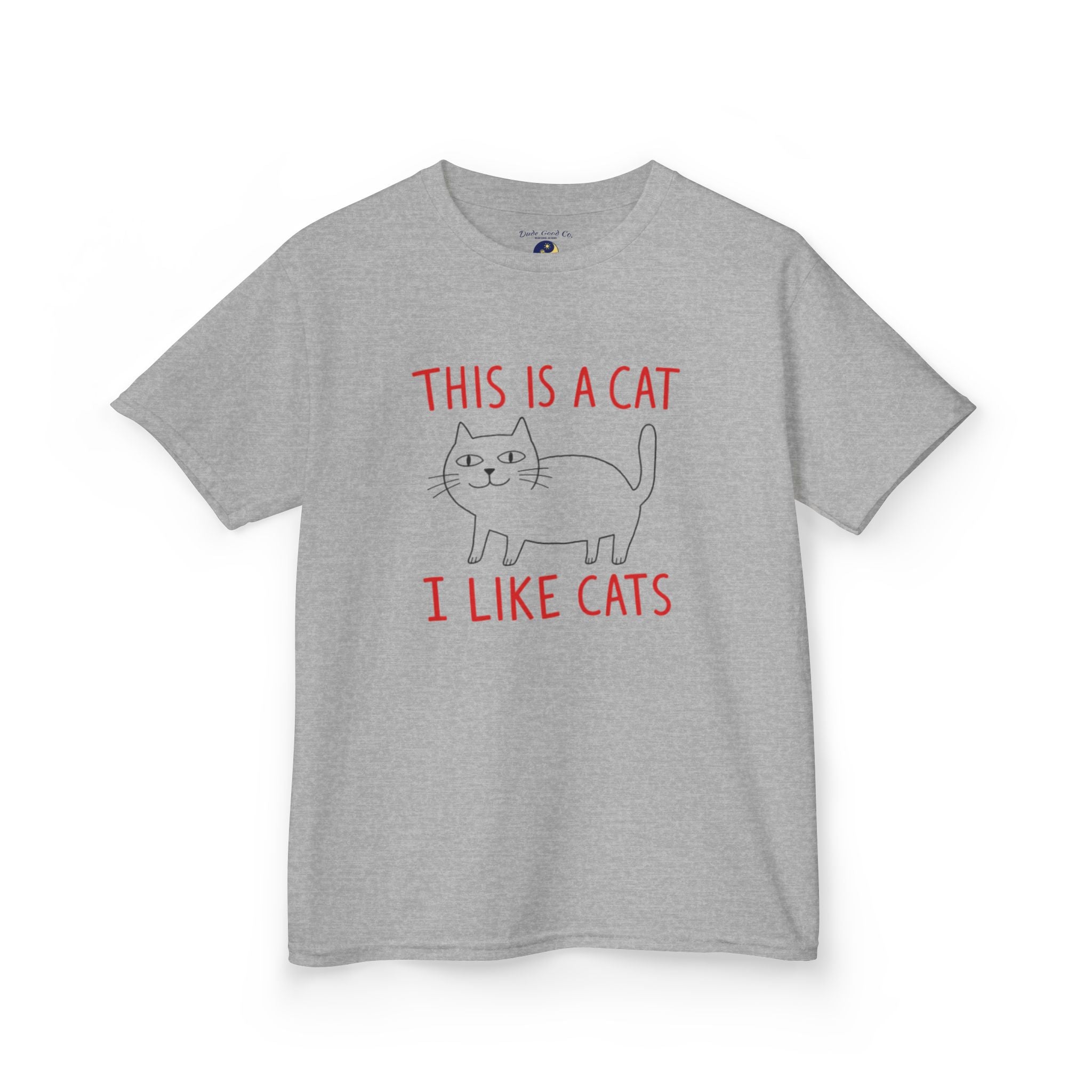Boys Cat T‑Shirt — "This Is A Cat, I Like Cats" Cute Cat Graphic Tee sizes 5-14
