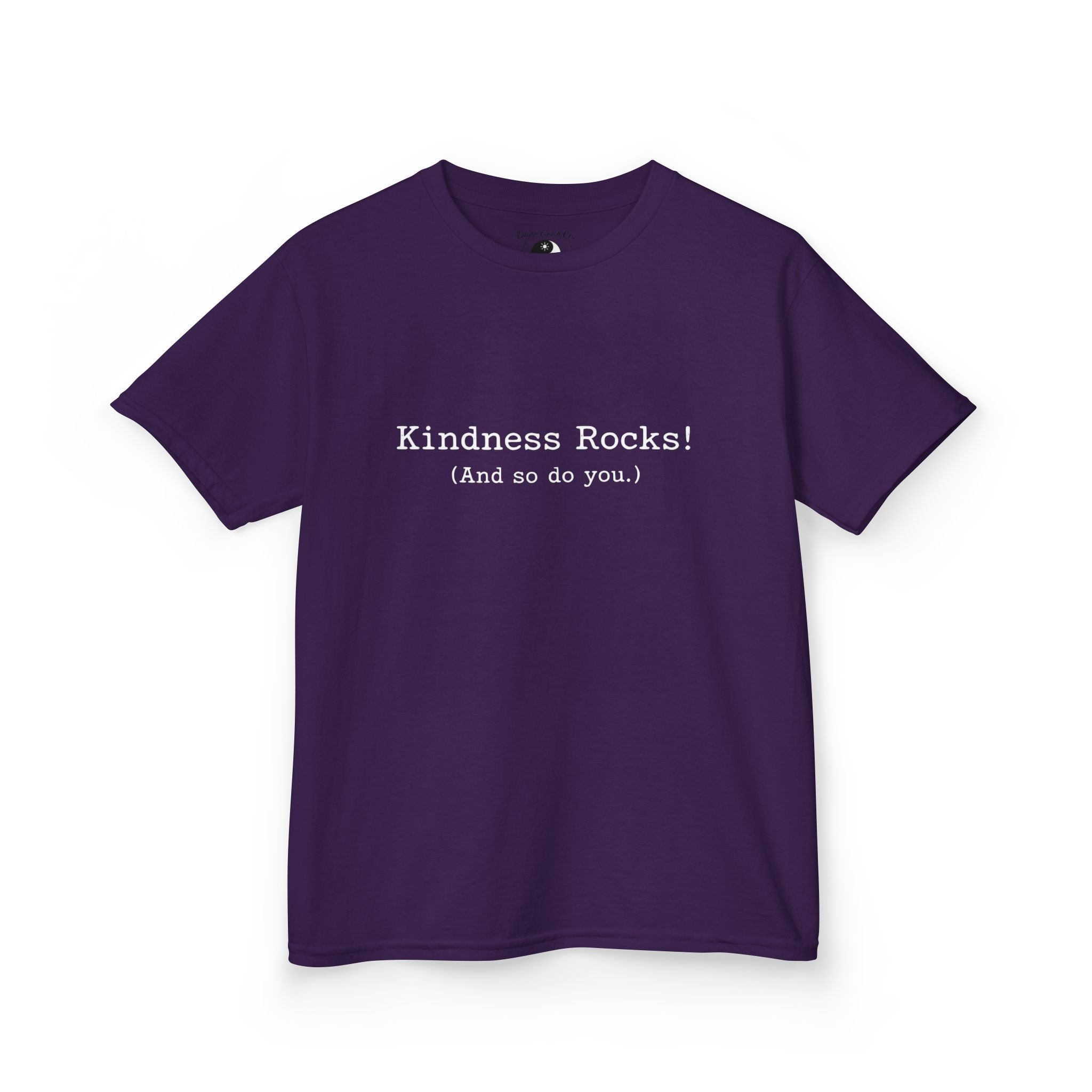 Kids Tee — Kindness Rocks! (And so do you.) — Vintage Typewriter Font Inspirational Children's T‑Shirt