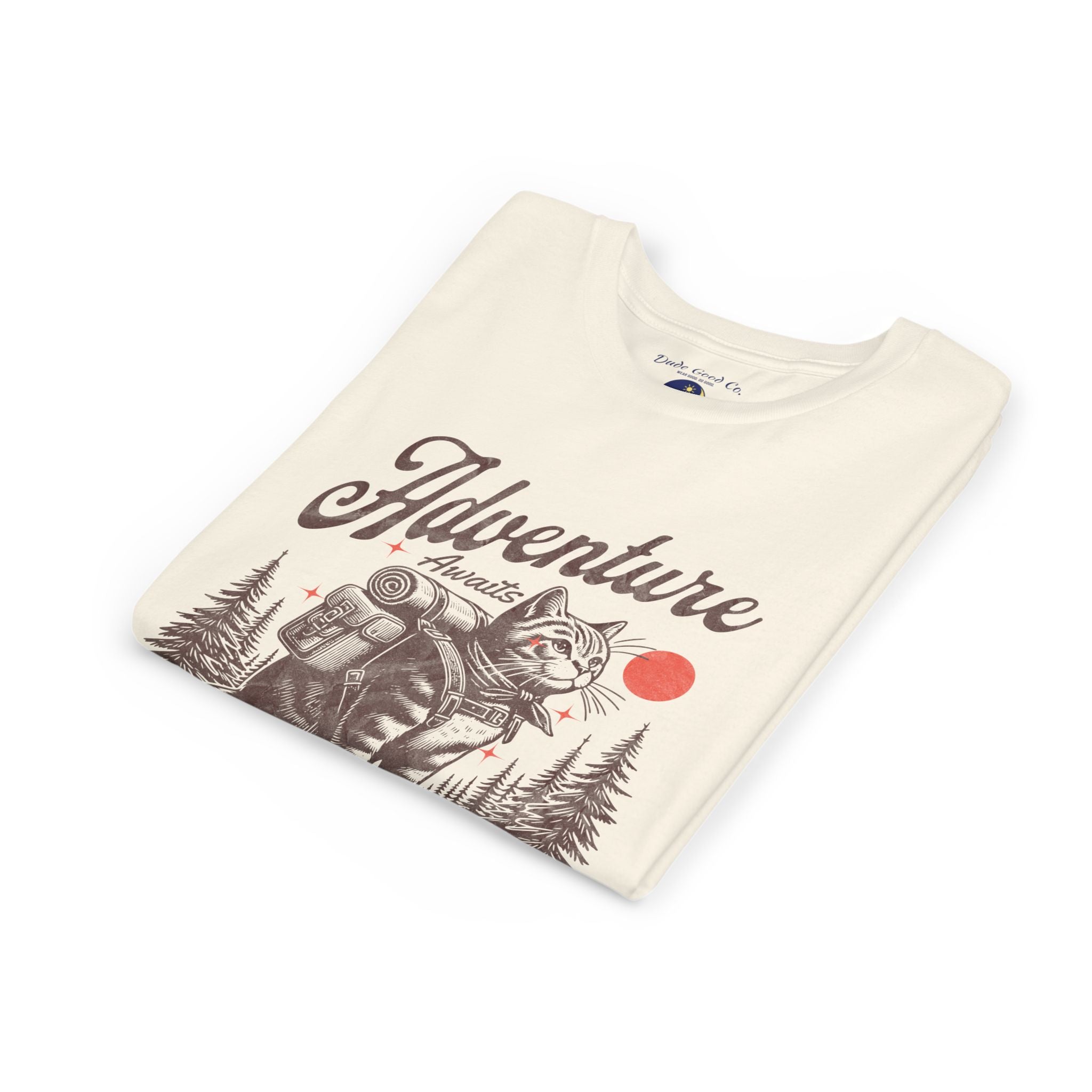 Youth Adventure Cat Tee— Adventure Awaits Graphic Kid's Shirt—Boy & Teens 5-14