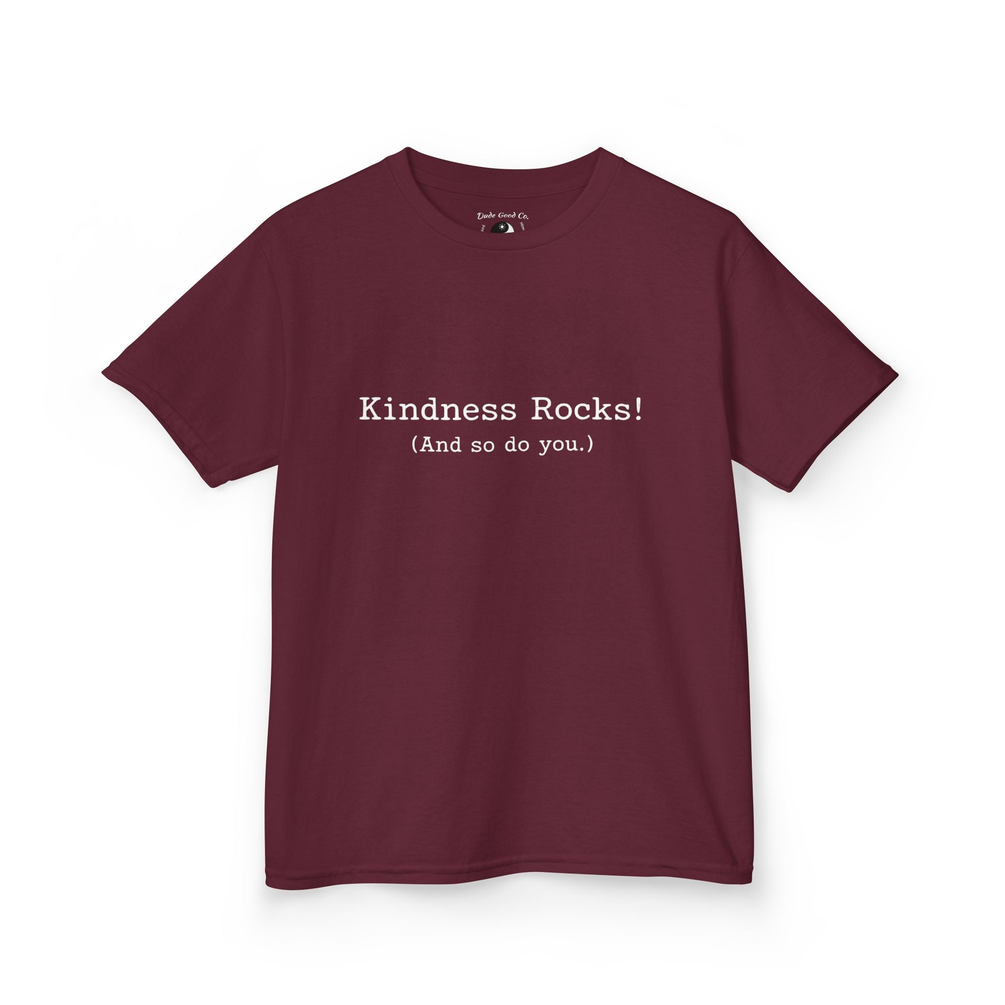 Kids Tee — Kindness Rocks! (And so do you.) — Vintage Typewriter Font Inspirational Children's T‑Shirt