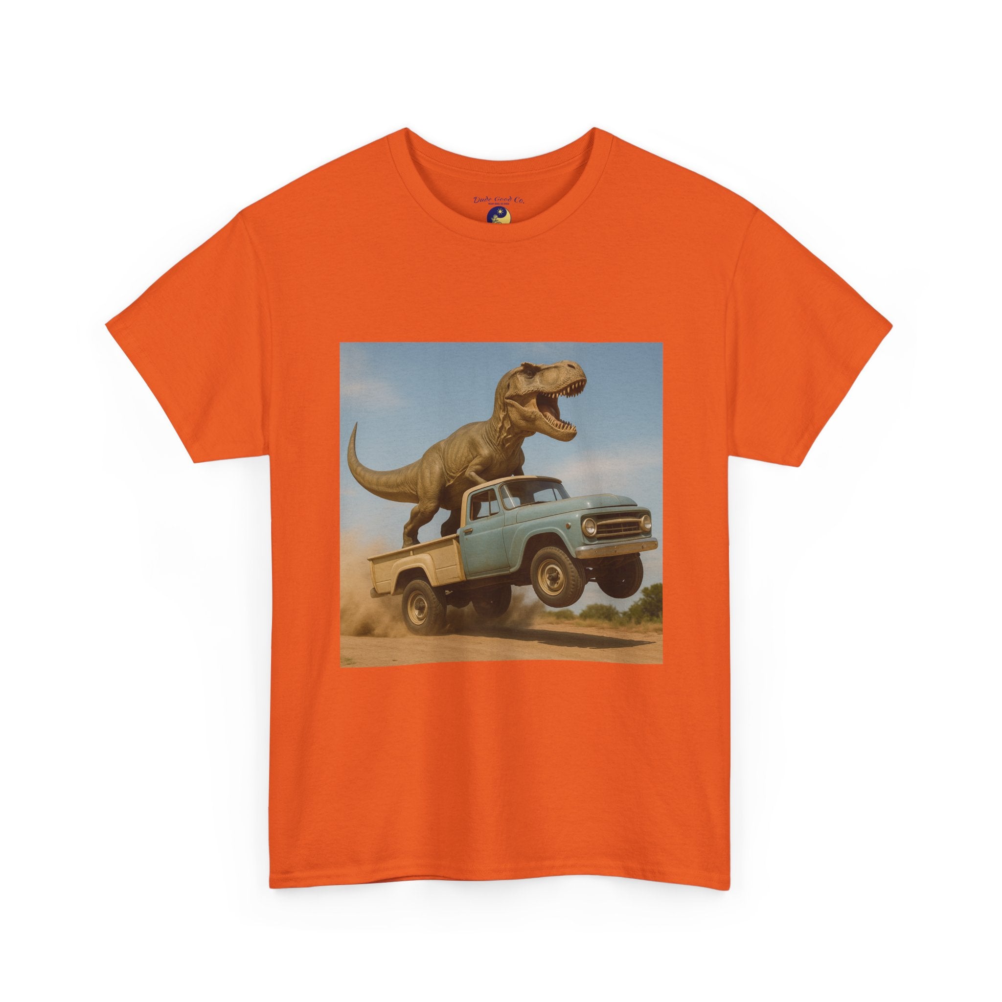 T-Rex Dinosaur Retro Truck Dinosaur  Adventure T‑Shirt—17 Colors—Mens/Older Teen Boy
