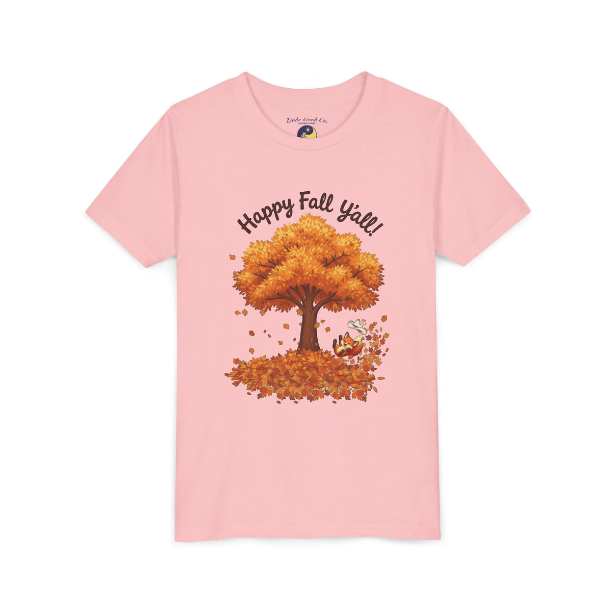Youth Tee - "Happy Fall Y'all" Autumn Tree Kids Shirt
